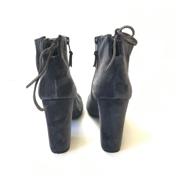 Stuart Weitzman Velvet Grandy Pane Boots Booties Womens 8 Gray Heels Pointed Toe - Picture 6 of 12